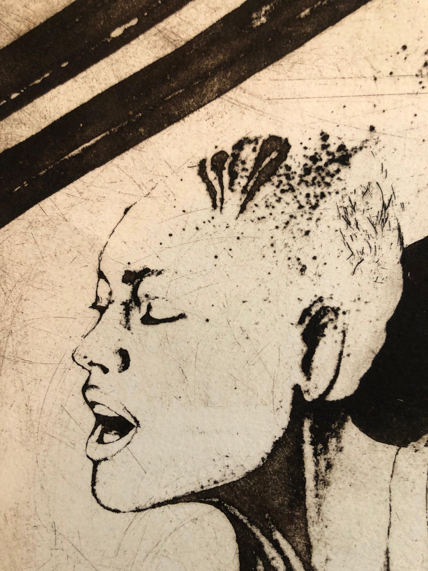 Woman in Agony or Ecstasy, Modernist Israeli Etching