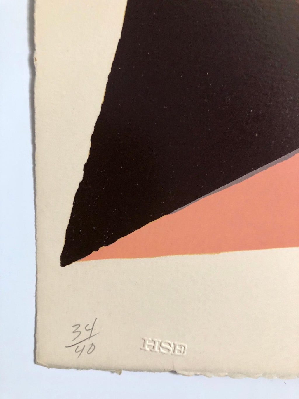 Lithograph w Gloss Overprinting Stacked Signs Post Modern 80s Memphis Milano Era