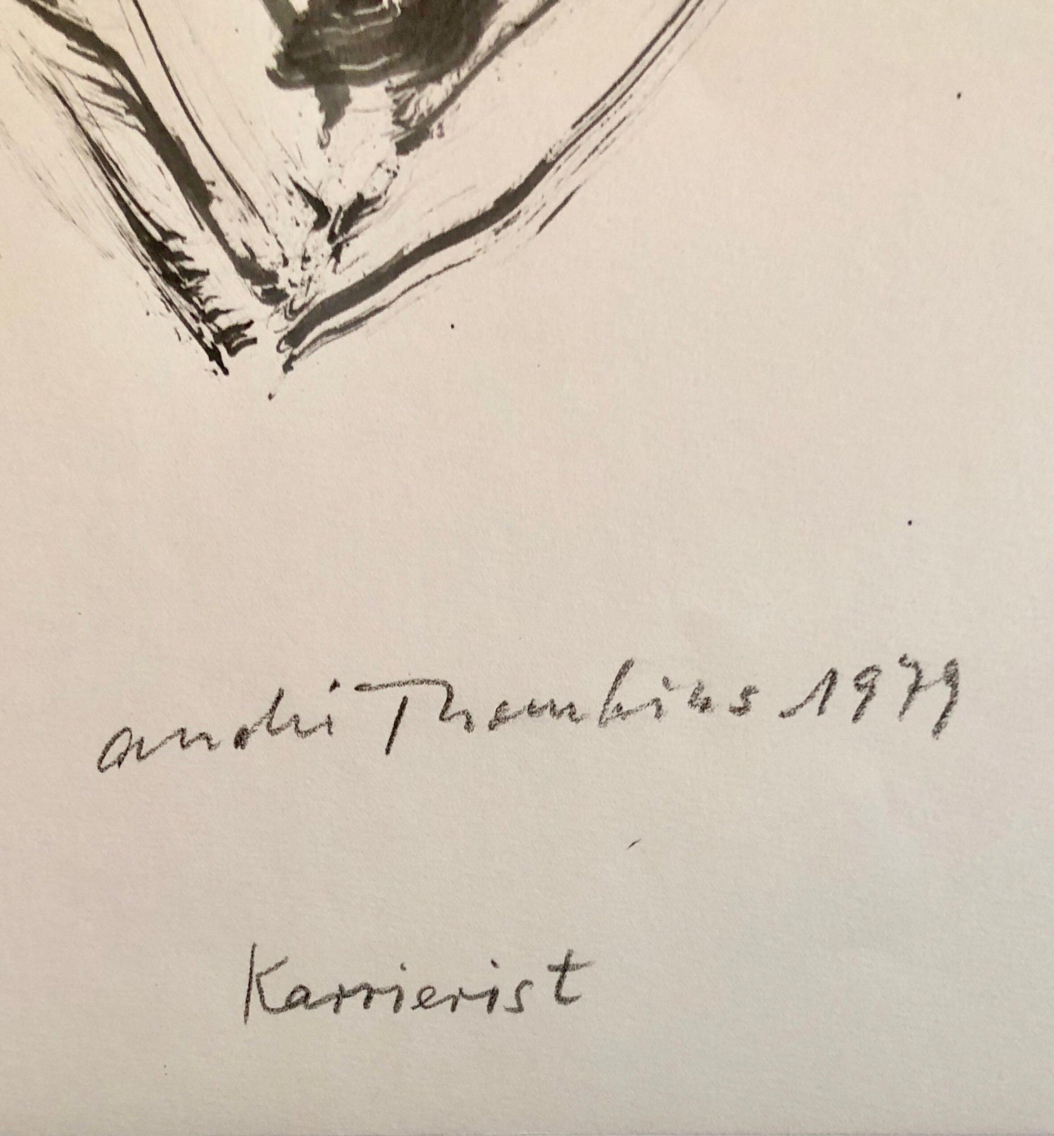 70s Modernist Swiss Dada Surrealist Painting Signed Andre Thomkins Brush Drawing