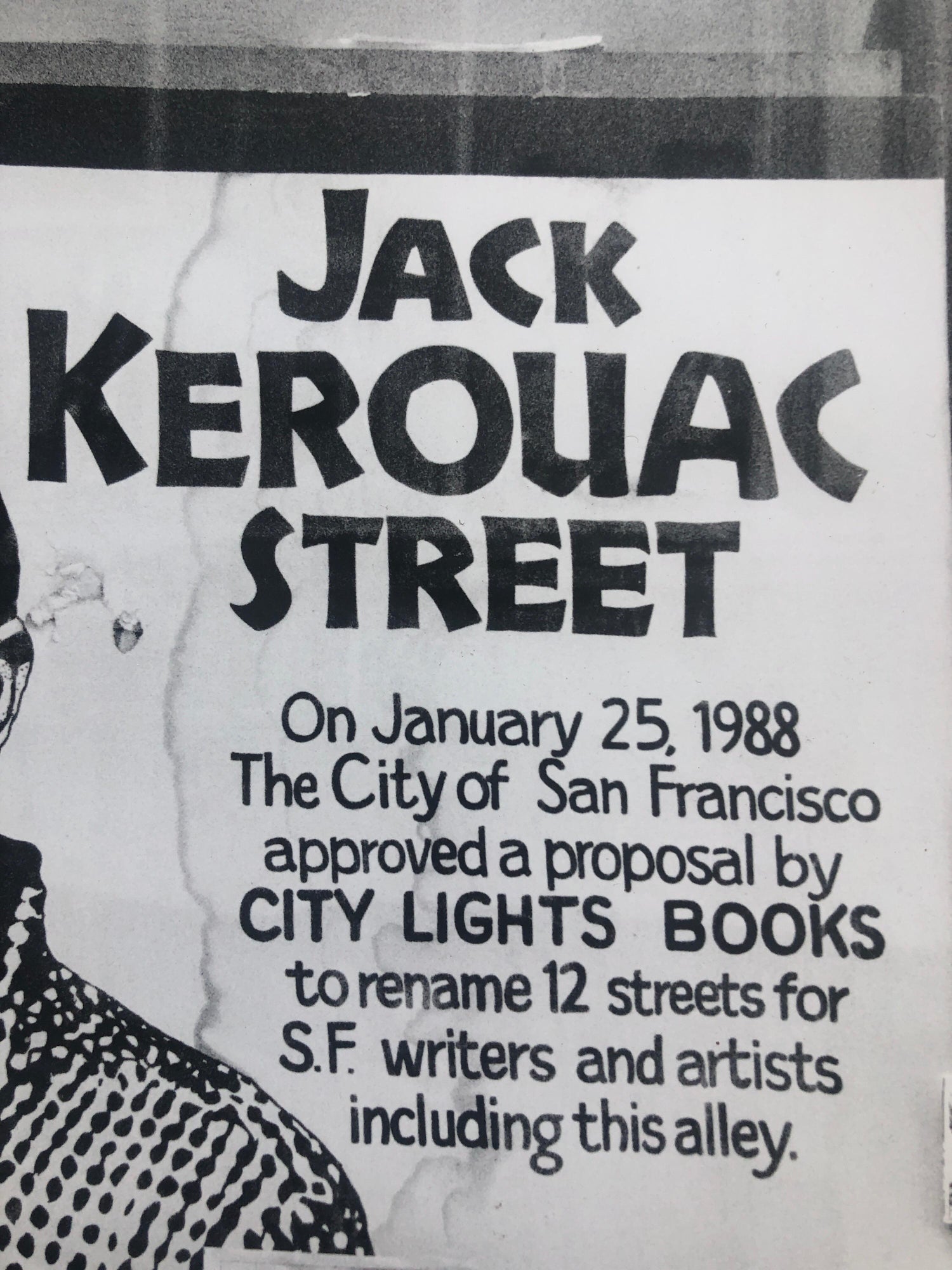 Vintage Print Silver Gelatin Signed Photograph Jack Kerouac Street Sign Photo