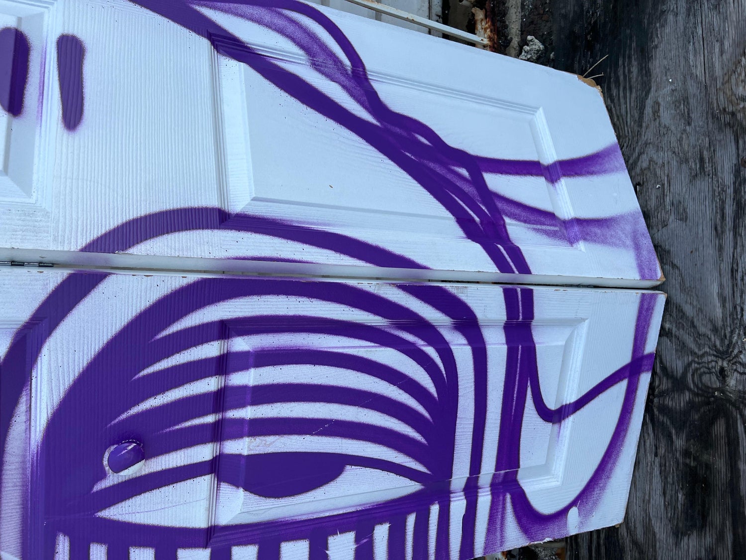 Miami Graffiti Legend Ahol Sniffs Glue Large Spray Painting on Doors Sculpture