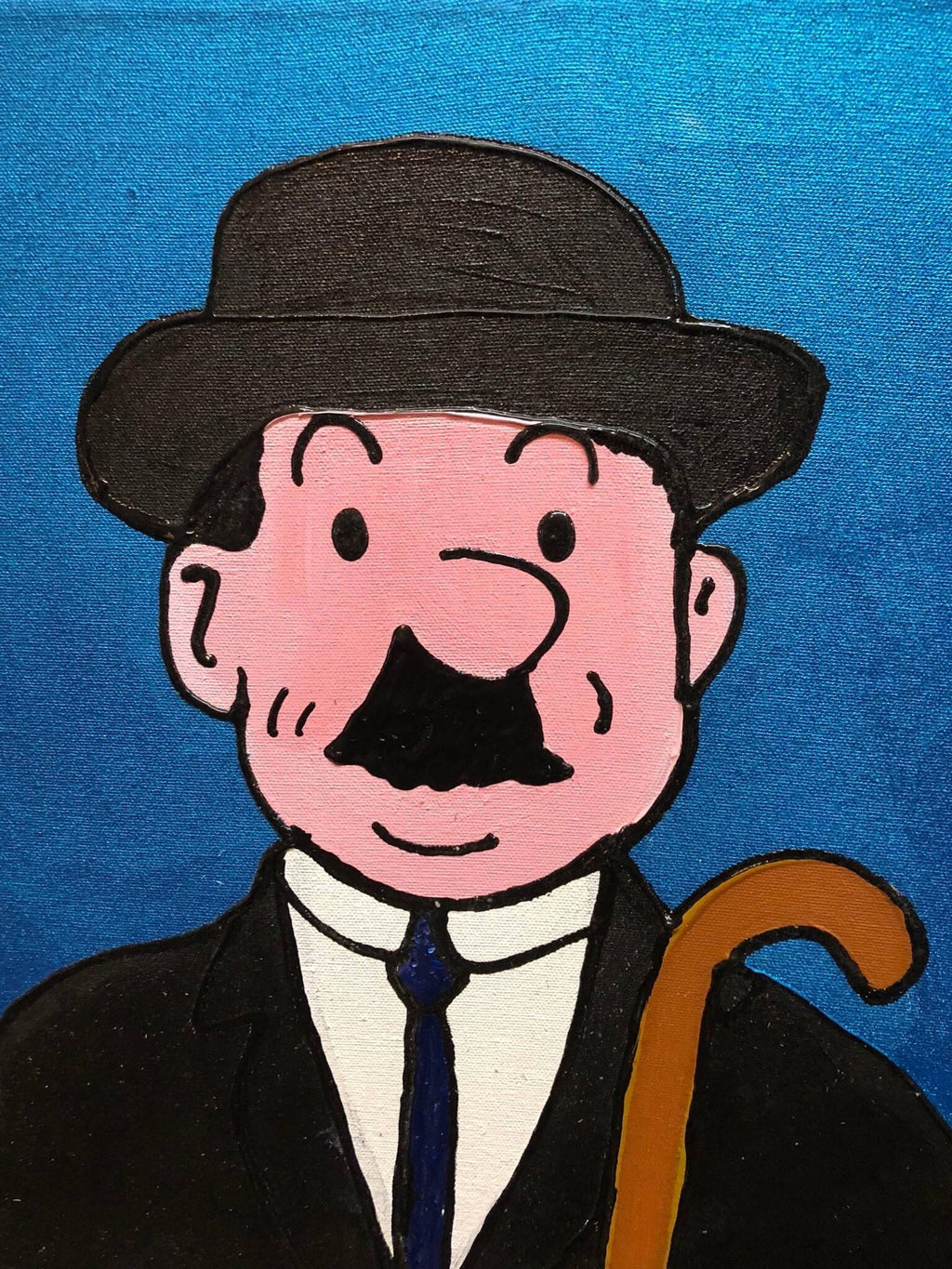 Pop Art Acrylic Painting 'Detectives' from the Tintin Comic books