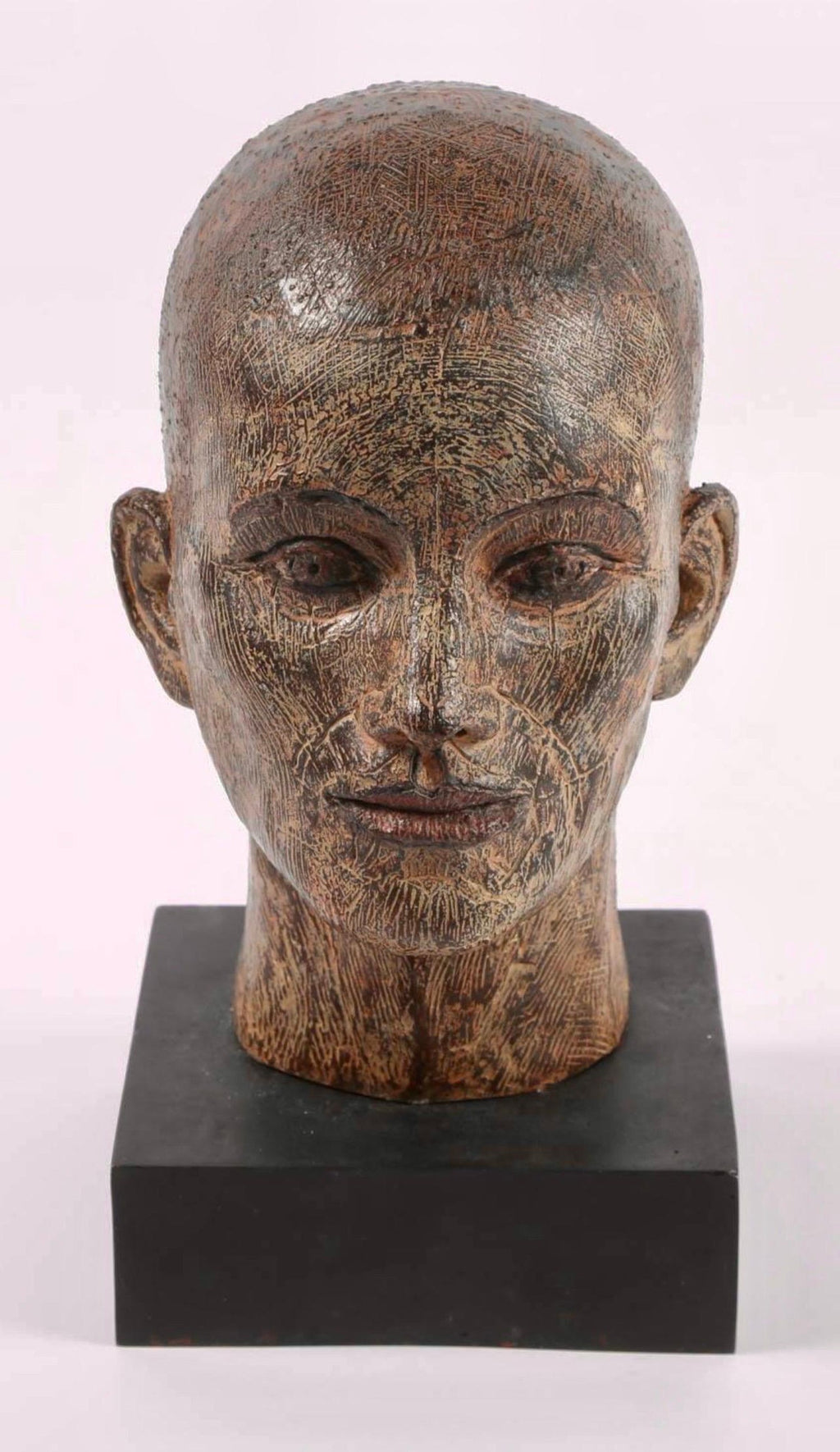 Rare Cast Painted Bronze Head Sculpture British Realist Sculptor John Davies
