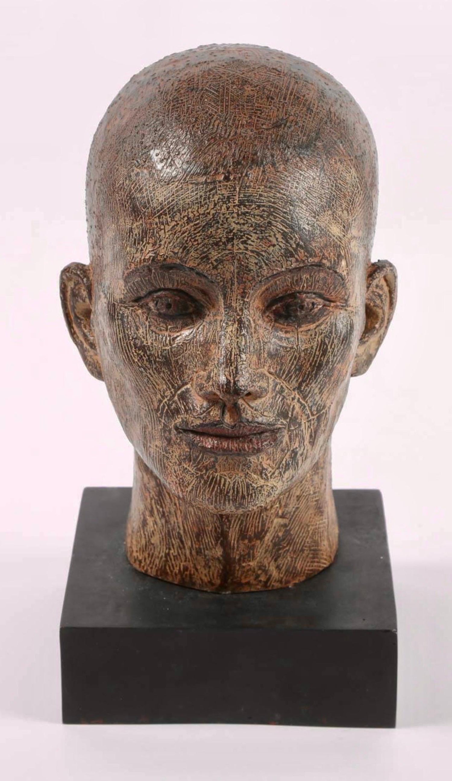Rare Cast Painted Bronze Head Sculpture British Realist Sculptor John Davies