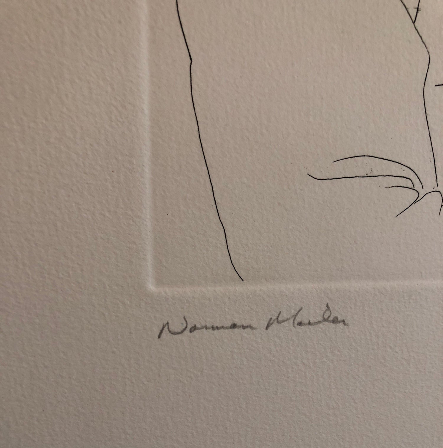 Pulitzer Prize Winner Norman Mailer Portrait Etching Line Drawing