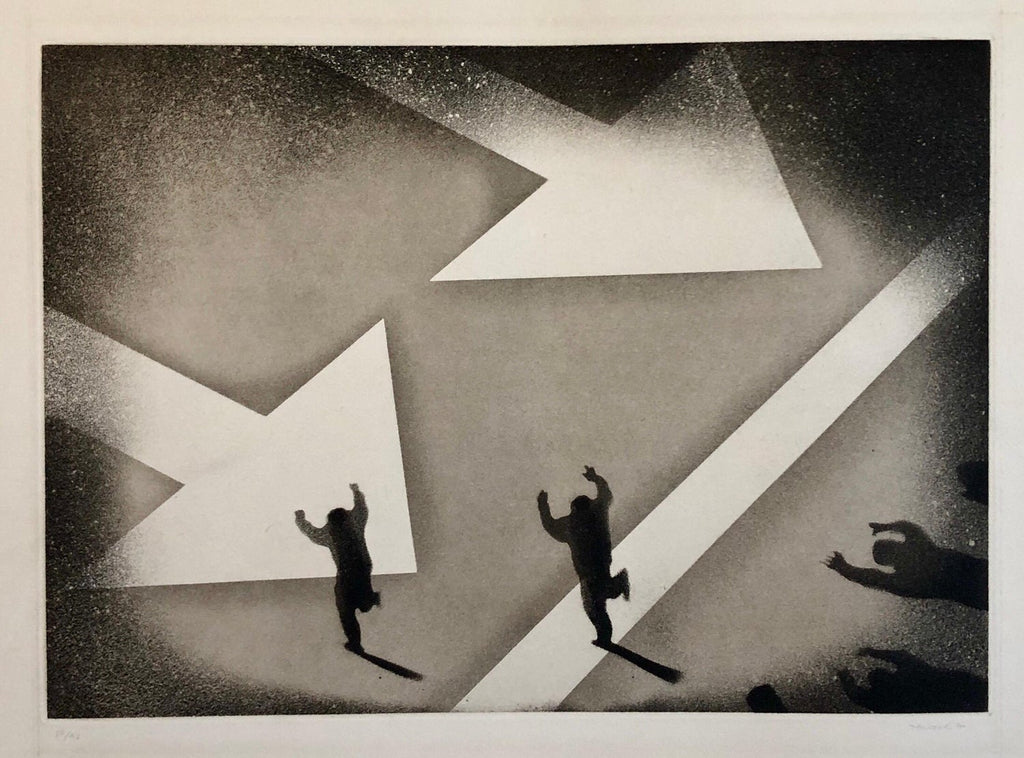 1970 Silencio, Direccion Unica, One Way Spanish Political Etching Pop Art Print