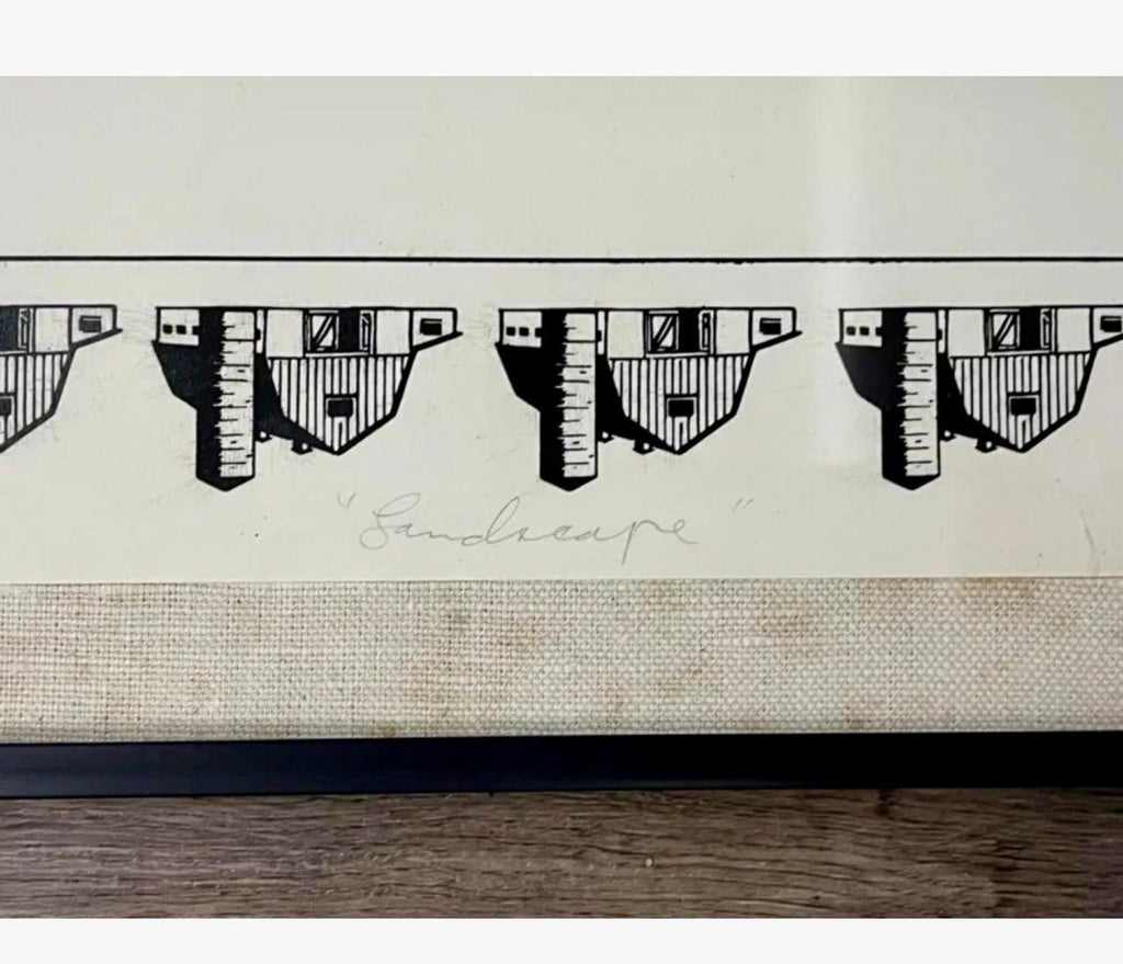 Rare Original 1967 Minimalist Mod Pop Art Allan D'Arcangelo Unique Ink Drawing