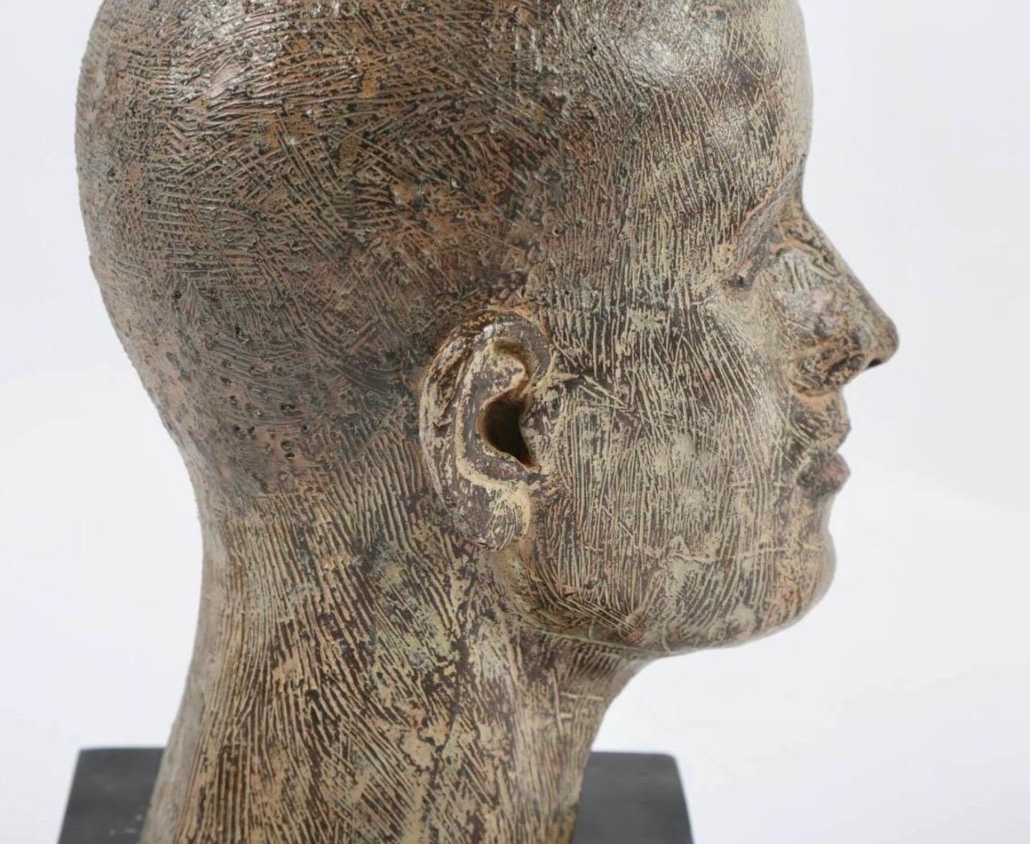 Rare Cast Painted Bronze Head Sculpture British Realist Sculptor John Davies
