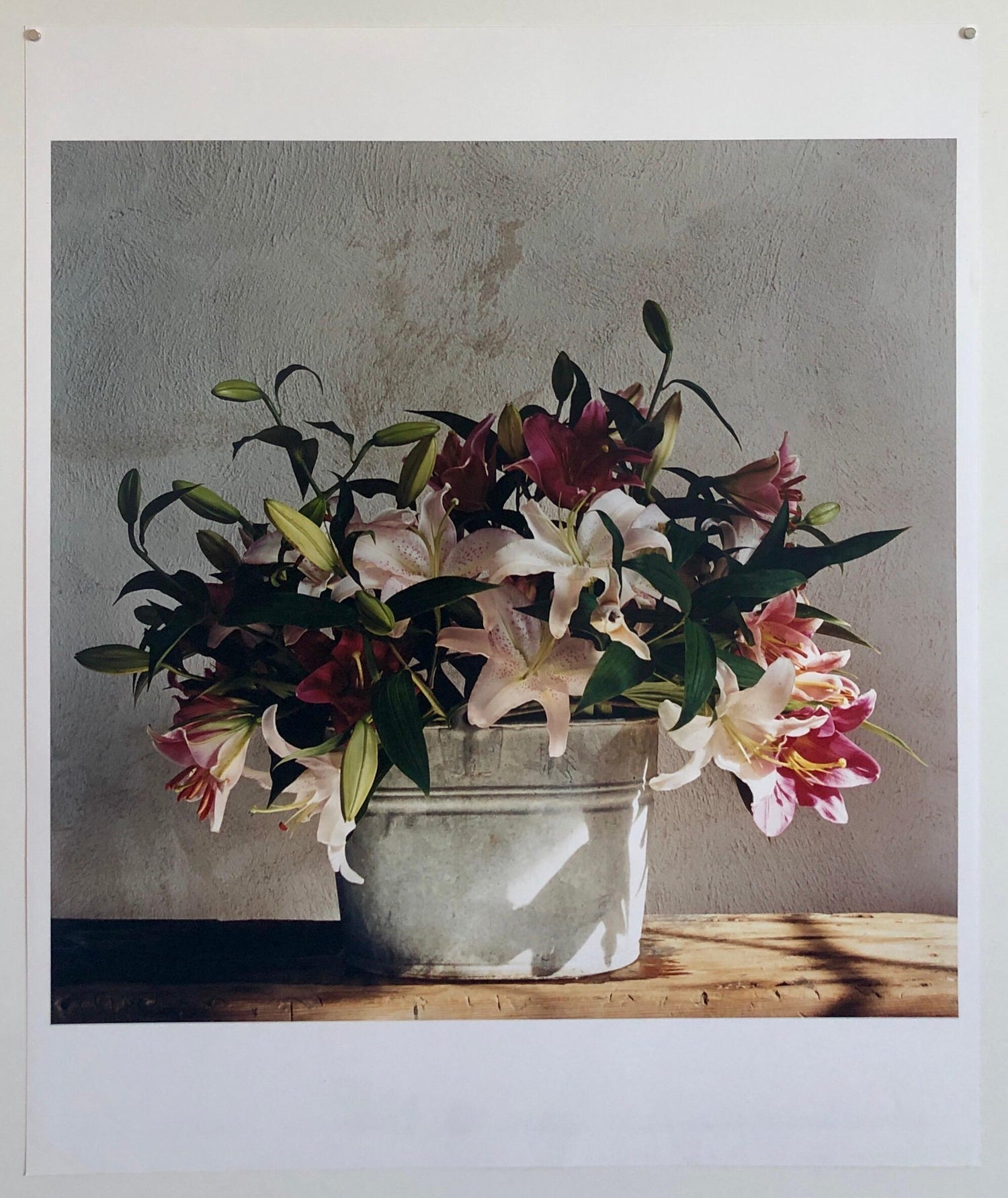 Basket of Lilies, Large Format Flowers Photo 24X20 Color Photograph Beach House