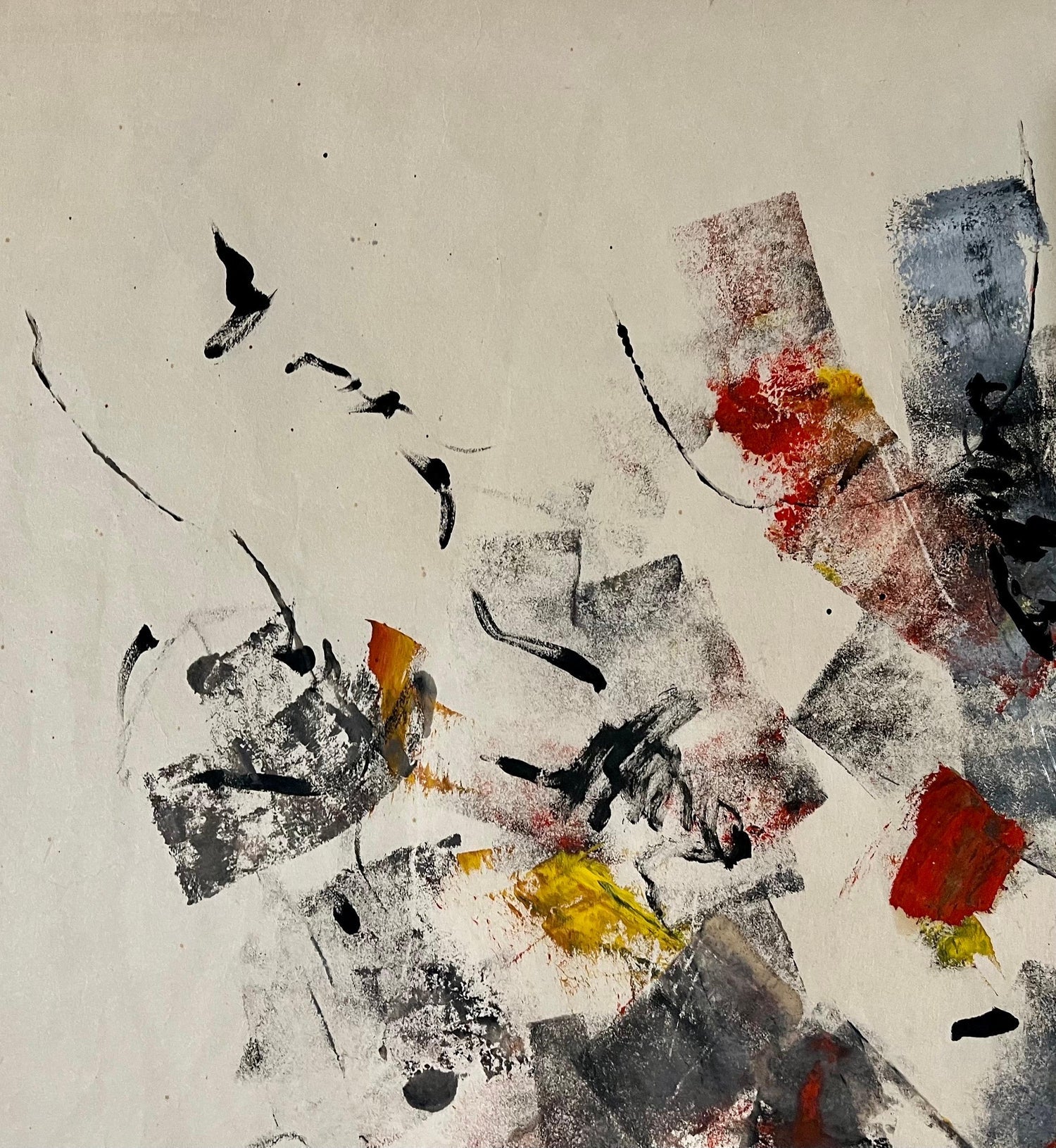 Large Abstract Expressionist Oil Painting on Rice Paper Modernist John Von Wicht