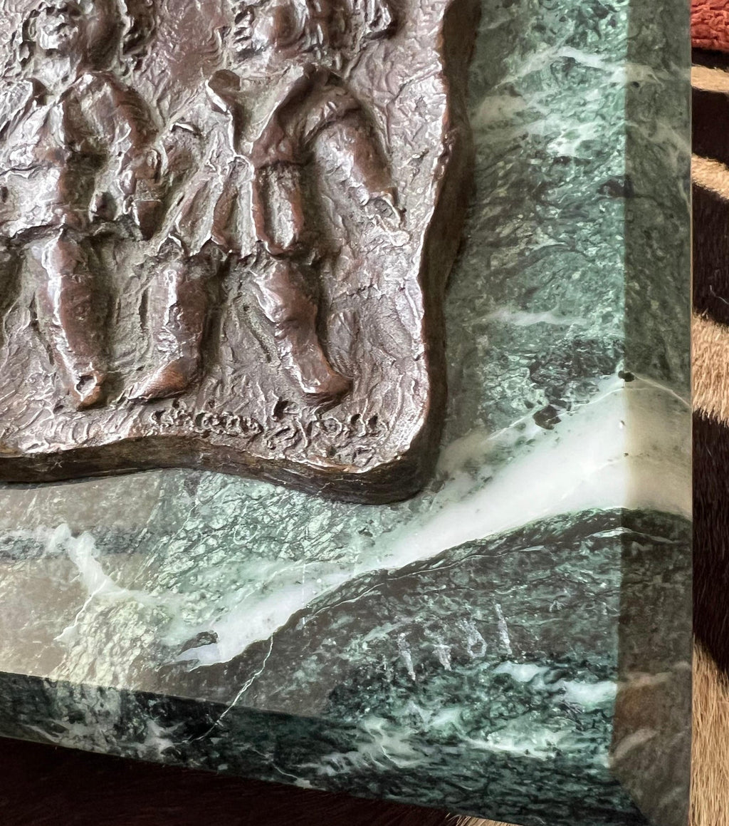 Three Girls Bronze Relief Sculpture Plaque Chaim Gross Modernist WPA Era Artist