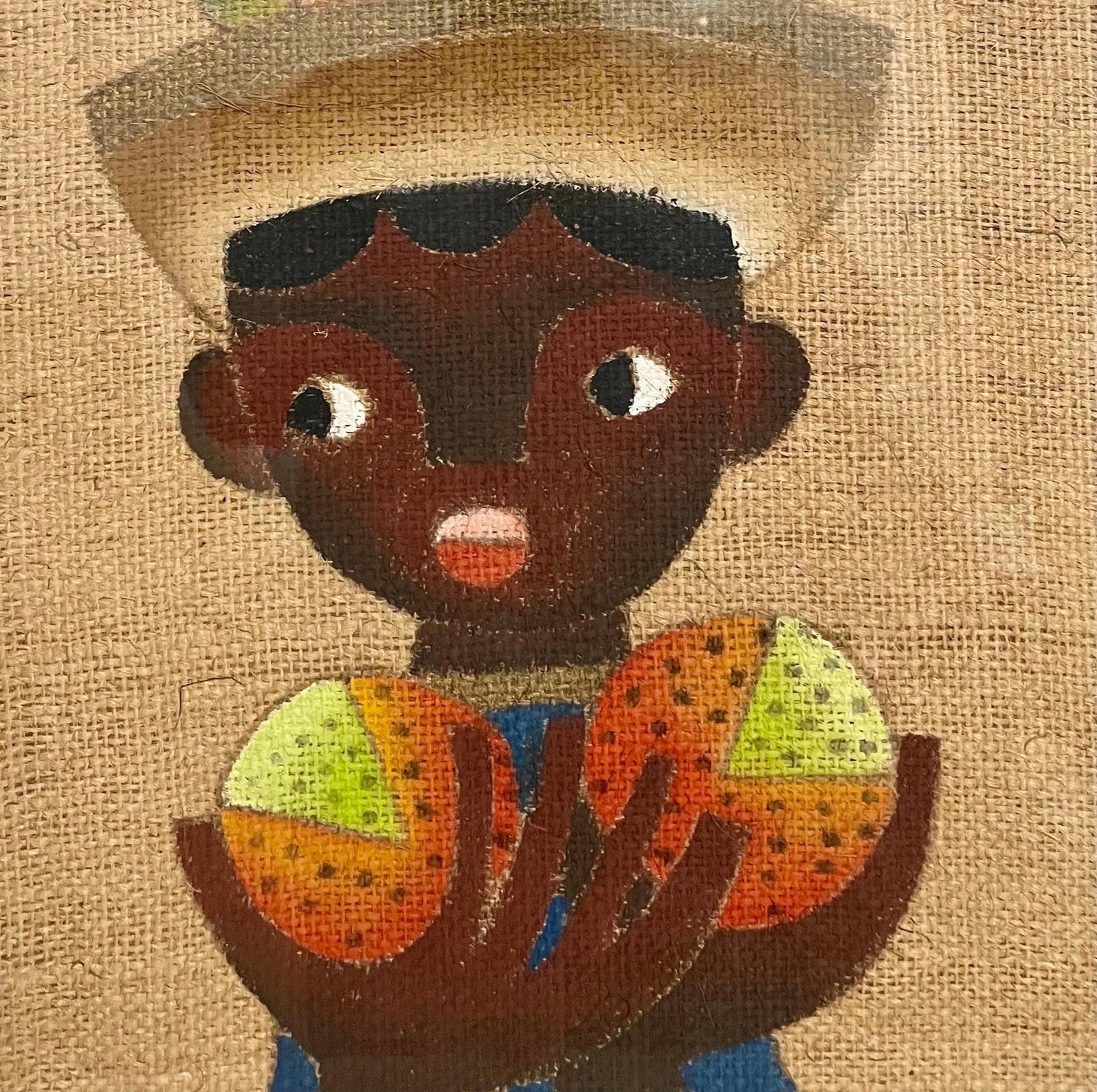 Mexican Modernist Painting Boy with Watermelon