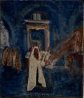 Polish French Fauvist Judaica Oil Painting Rabbi in Synagogue Frederick Serger