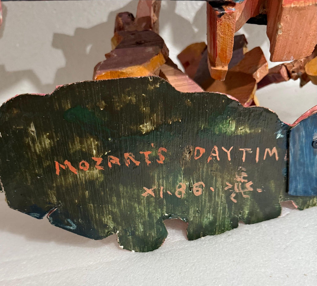 Large 3D Sculpture with Hand Painting Construction Mimi Gross Wood Assemblage