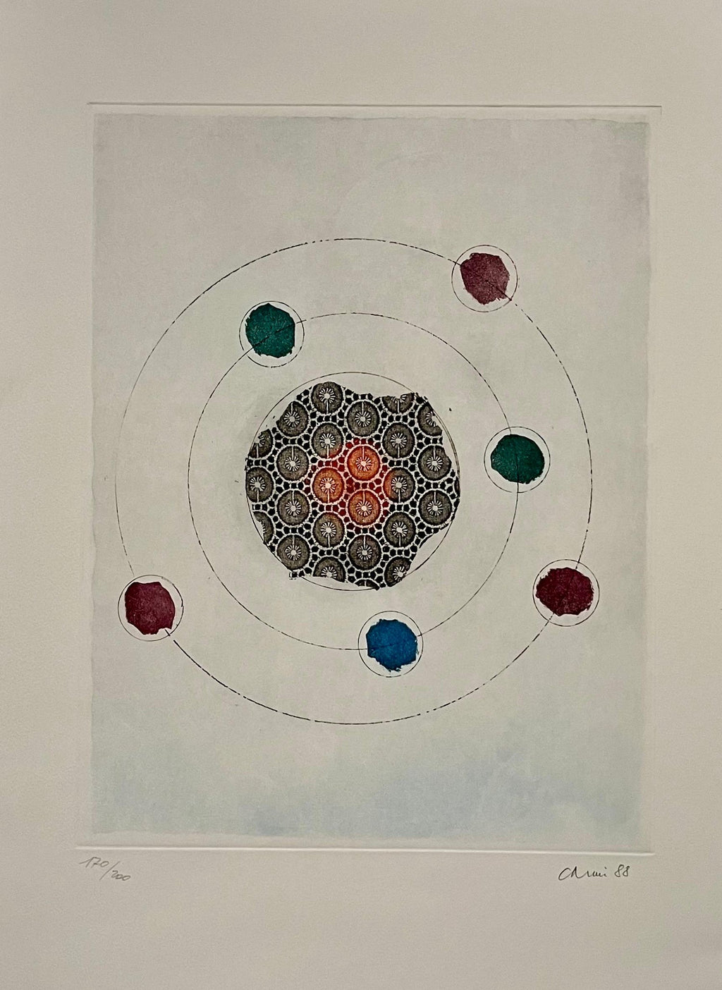 Large Michael Rothenstein British Pop Art Color Aquatint Etching Two Circles