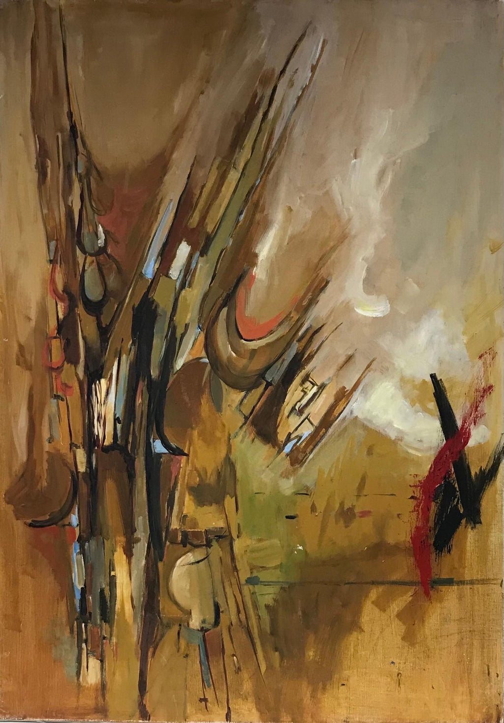 Israeli Modernist Abstract Expressionist Oil Painting