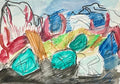 German Abstract Colorful Watercolor Painting Crayon Drawing Andreas Bindl