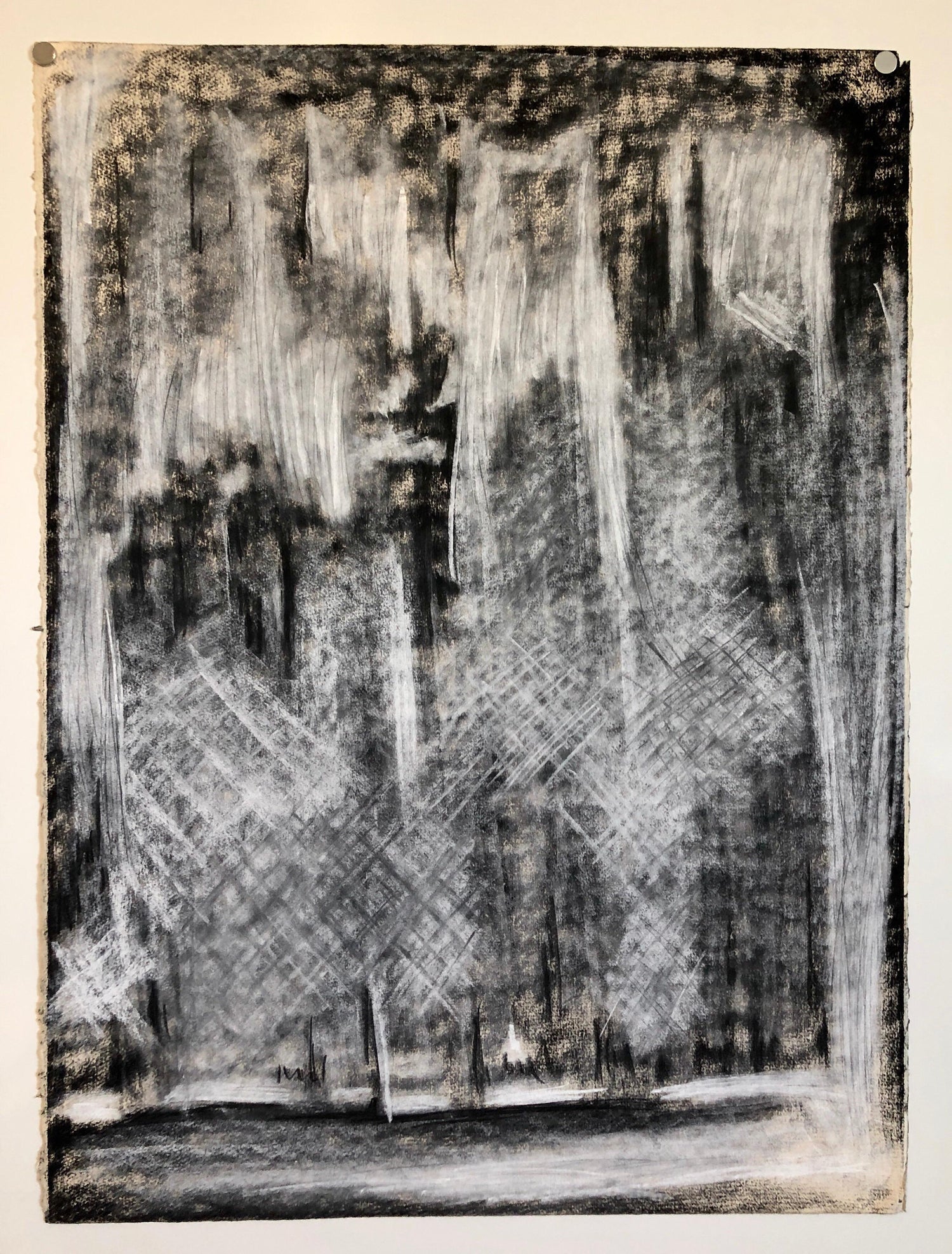 Abstract Gestural Drawing Chalk and Charcoal Drawing, Light Sculpture Artist