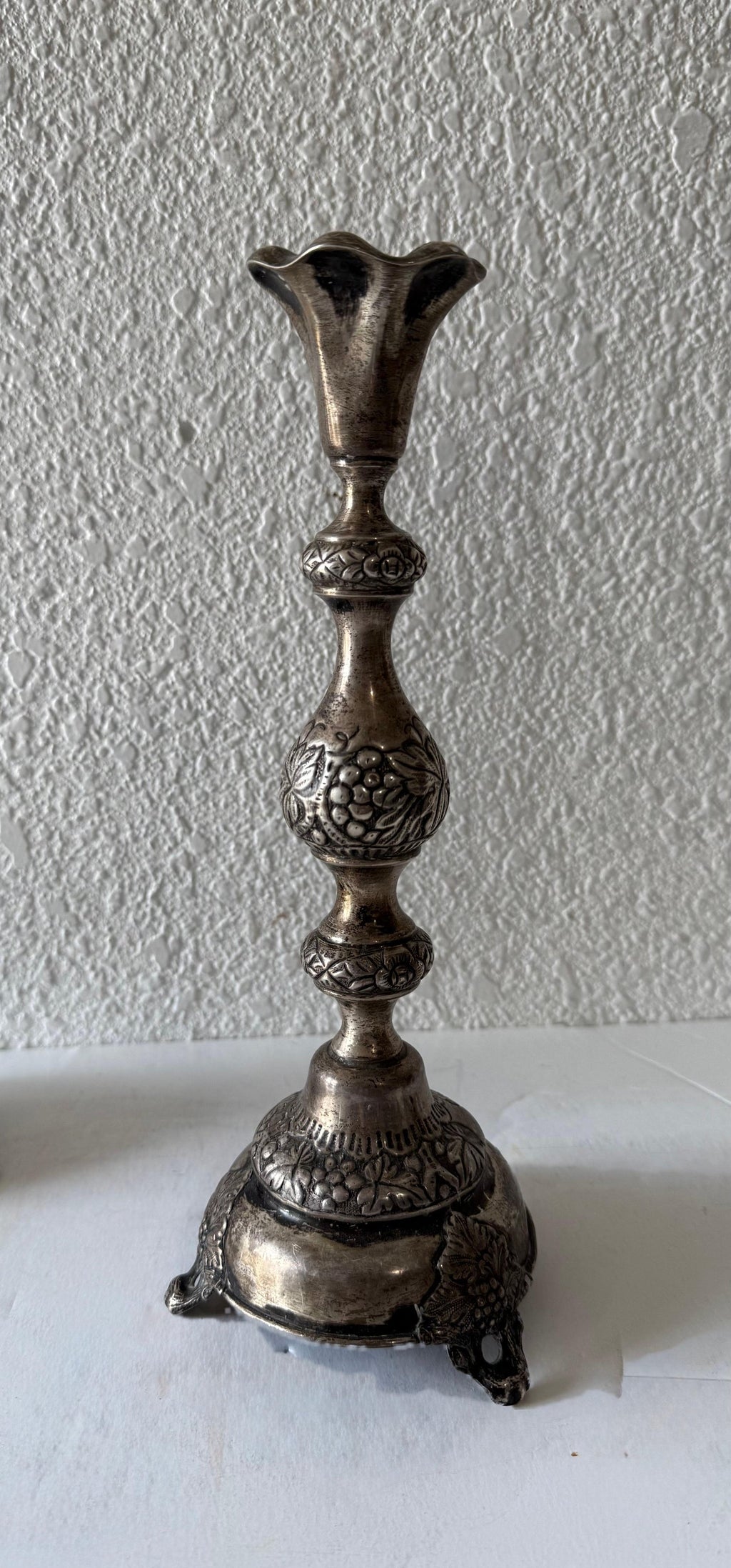 Rare 19th C. Antique Silver Judaica Shabbat Candlesticks Polish Russian, Szekman