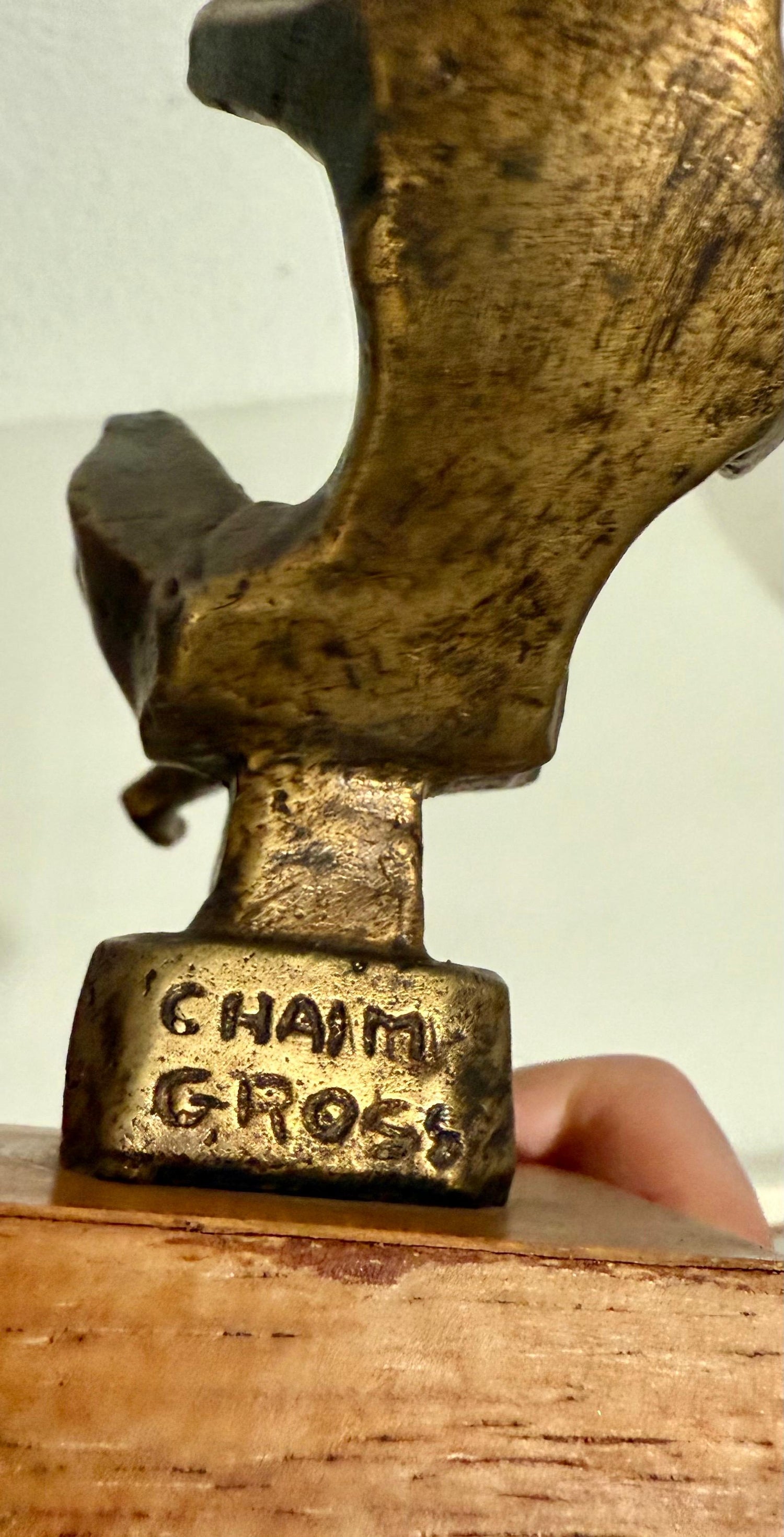 Chaim Gross Mid Century Mod Bronze Sculpture Mother and Baby Playing WPA Artist