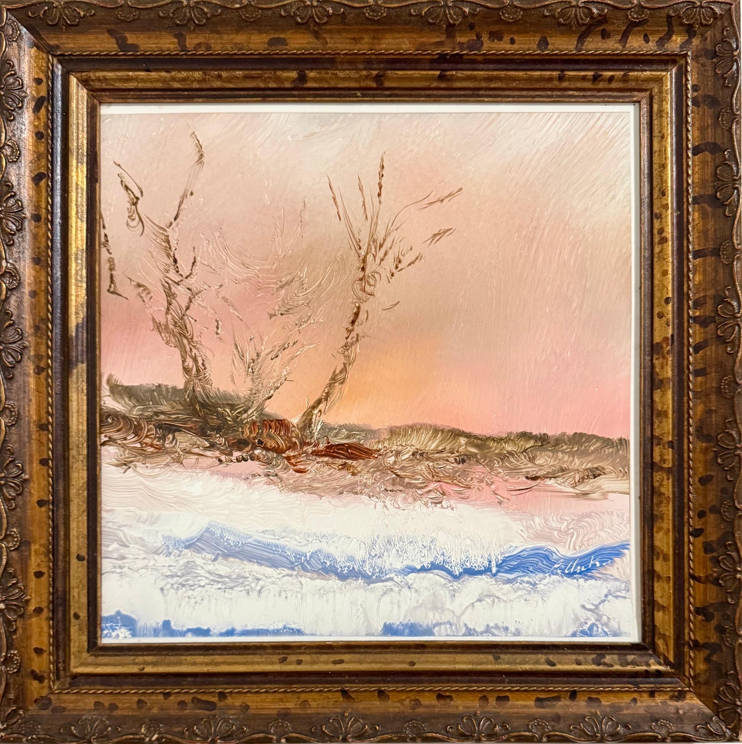 Abstract Impressionist Sunset in December Oil Painting Reginald Pollack