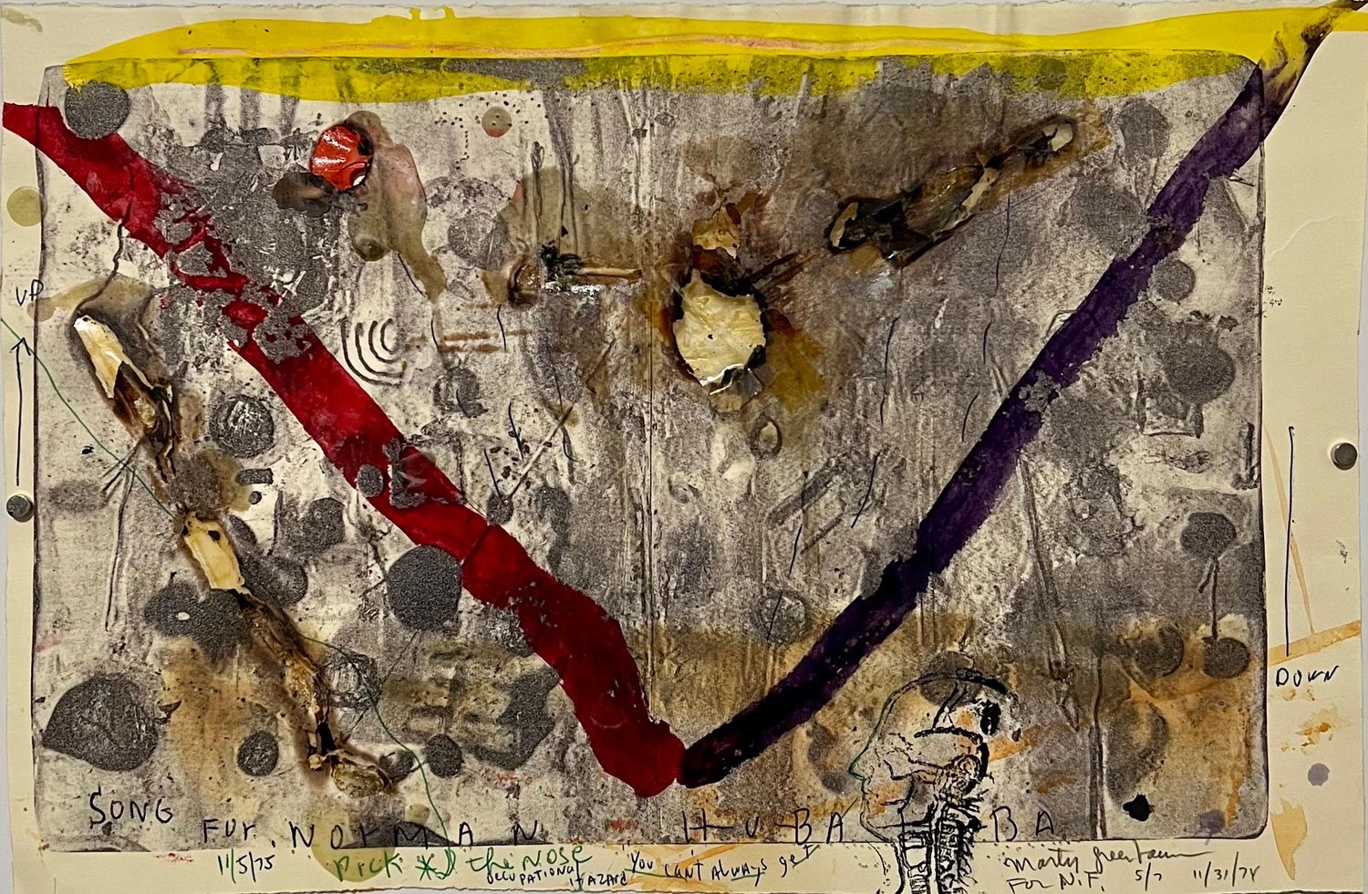 Mixed Media Outsider Art Original Photo Collage Painting in Plastic Bag 2 Sided