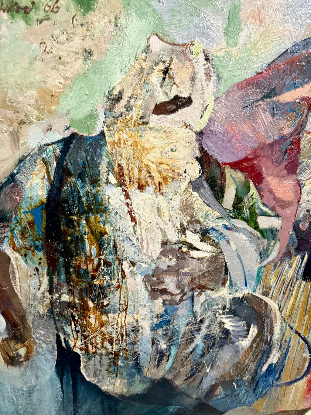 Large Figural Abstract Oil Painting Collage LA California Artist Peter Liashkov