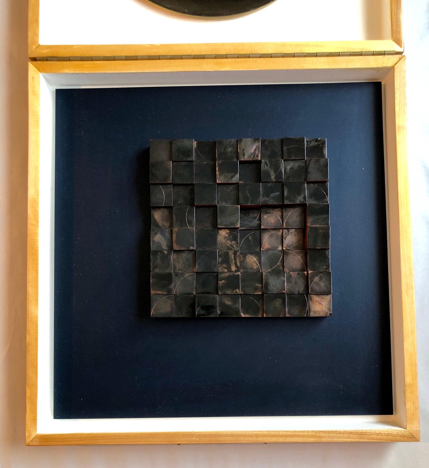 Modernist Detroit Table Sculpture Wood Collage Box Assemblage Americordo Copper