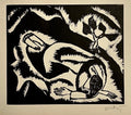 Rare 1923 Cubist Reuven Rubin Woodcut Woodblock Print Israeli Hasidic Judaica