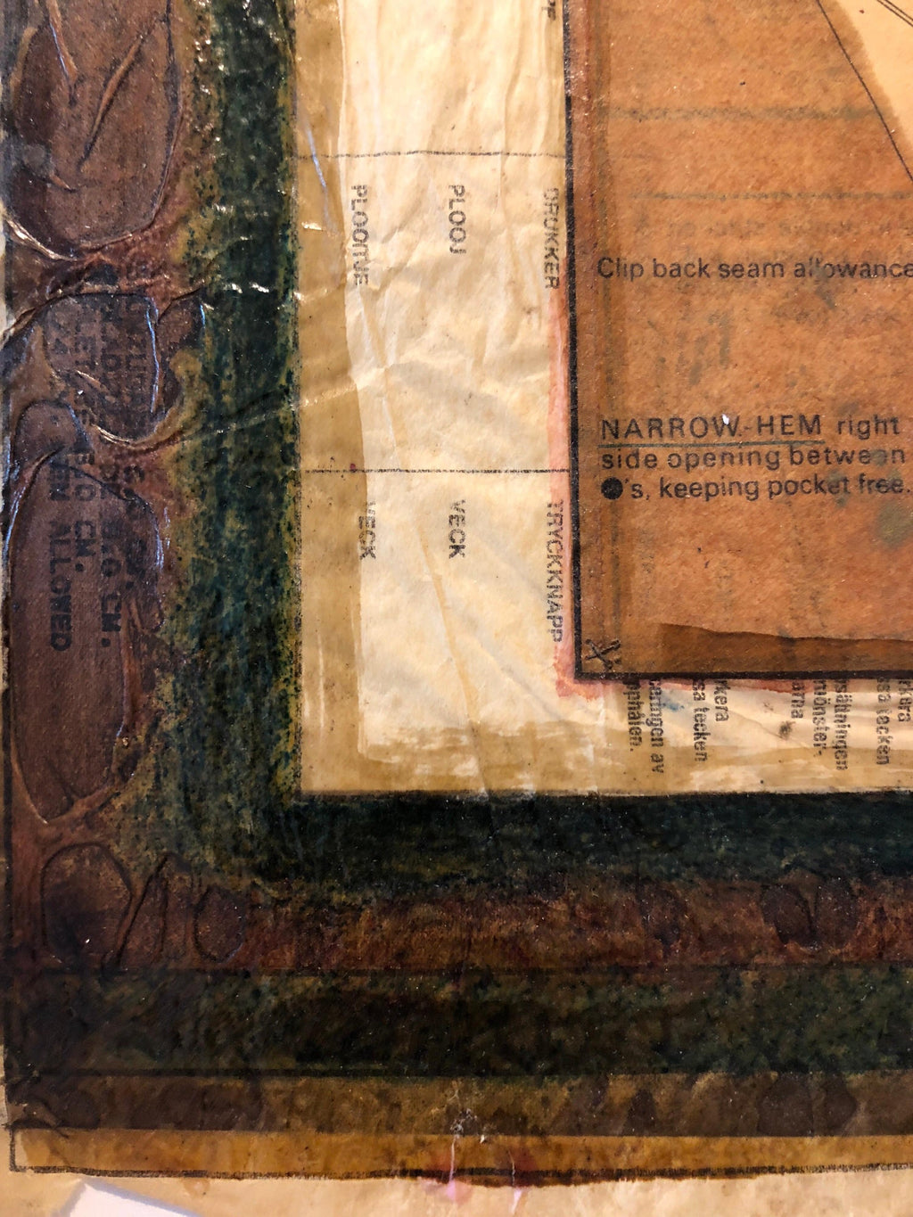 Angel Wings Mixed Media Collage Painting Assemblage Piece Stitched and Sewn