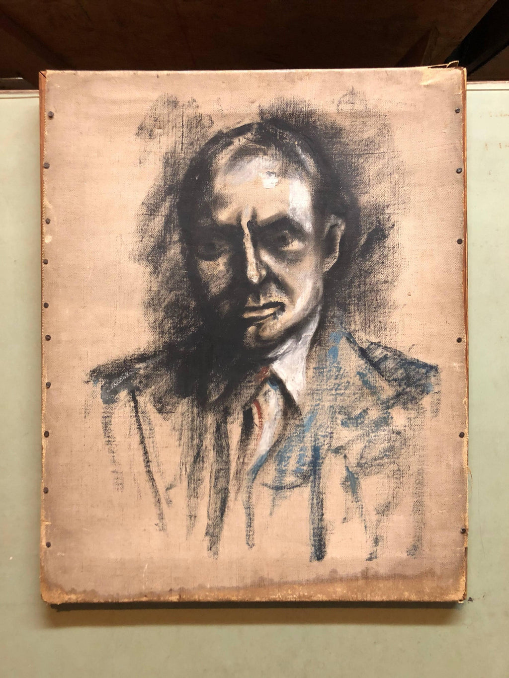 British Modernist Portrait of Chaim Weizmann President of Israel Oil Painting
