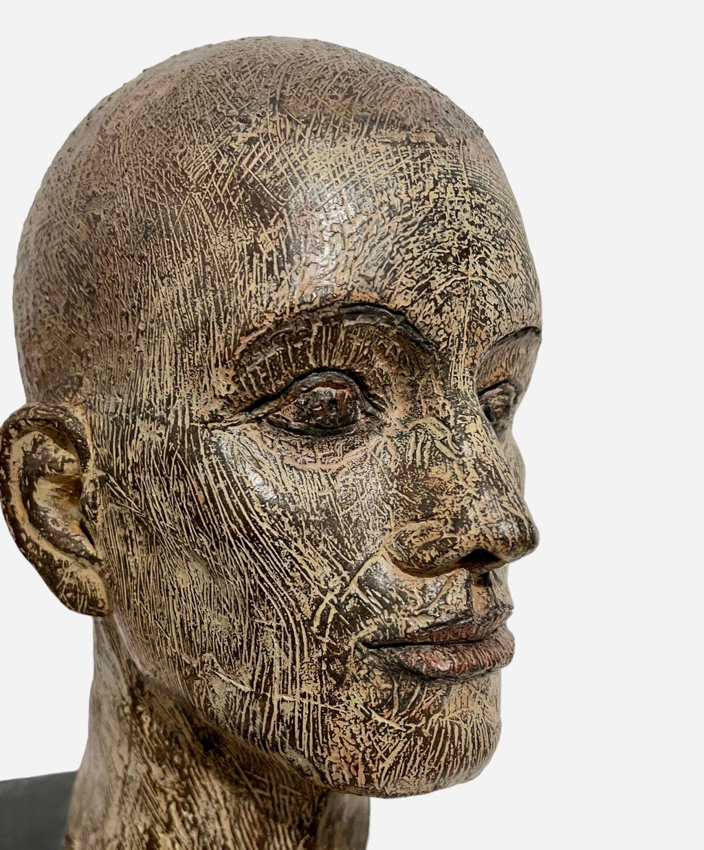 Rare Cast Painted Bronze Head Sculpture British Realist Sculptor John Davies