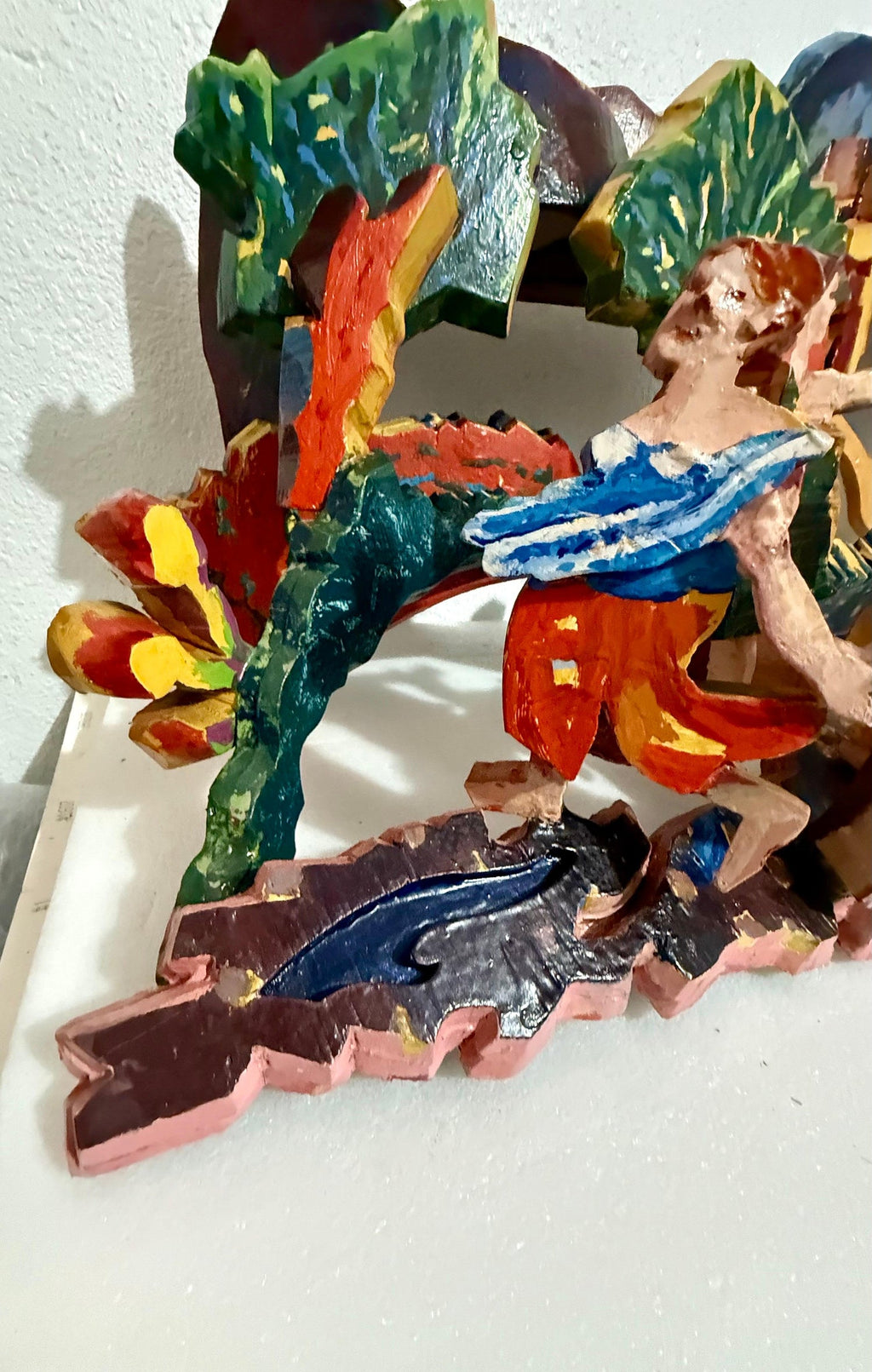 Large 3D Sculpture with Hand Painting Construction Mimi Gross Wood Assemblage