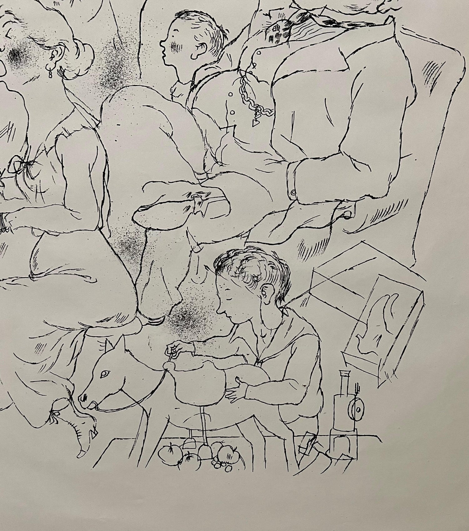Large George Grosz 1923 Lithograph Die Rauber German Expressionism WPA Realism