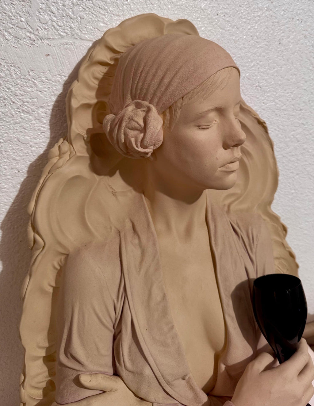 Marc Sijan Hyperrealist Contemporary Plaster Sculpture Woman and Champagne Glass