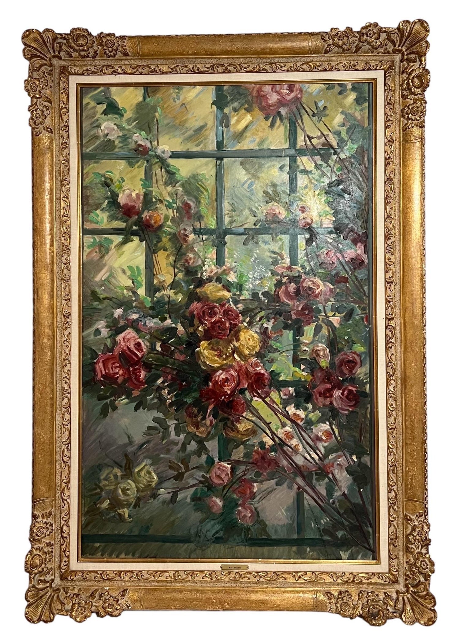 Large Modernist Rose Bouquet Oil on Linen Painting Aaron Fink