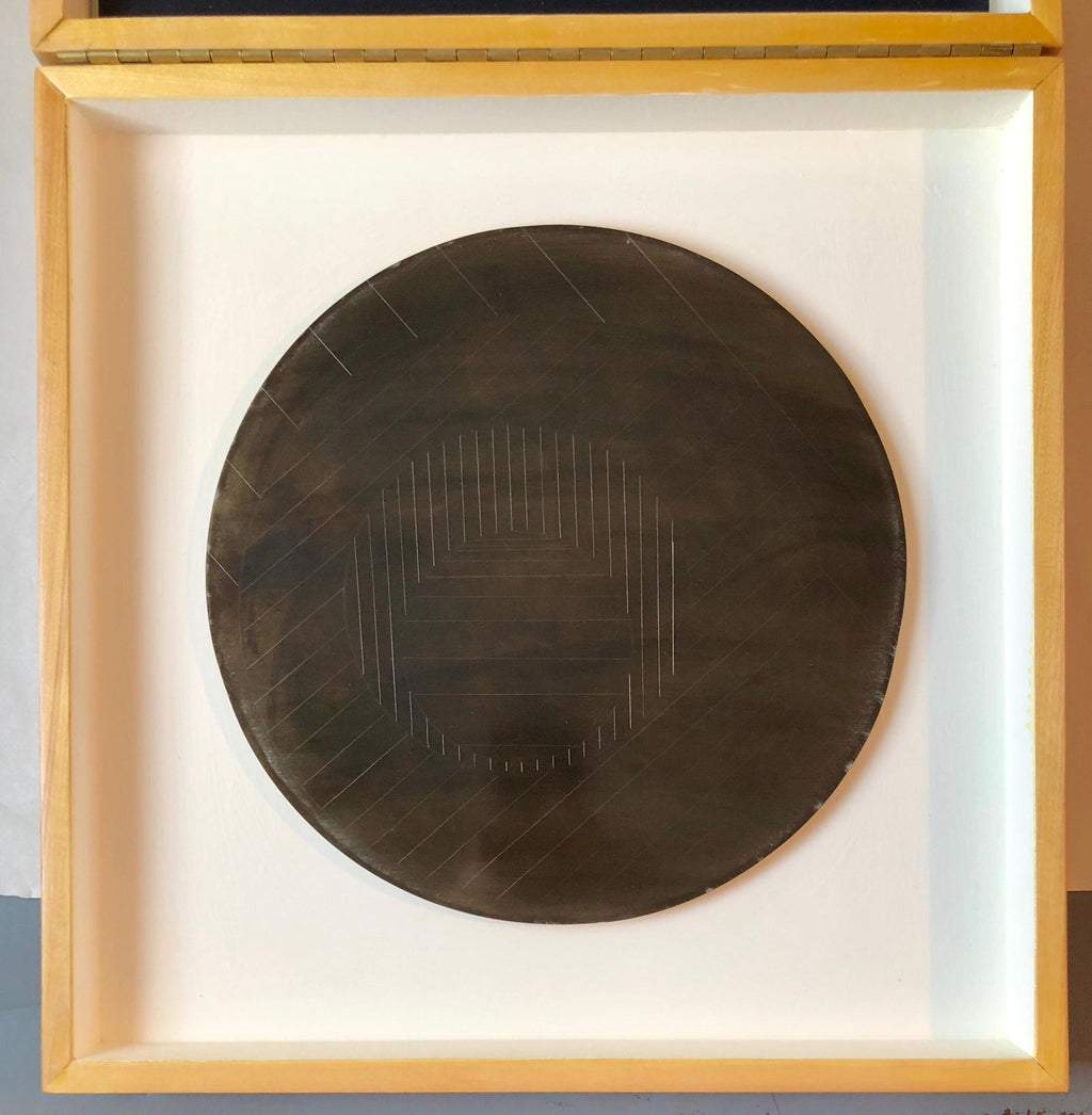 Modernist Detroit Table Sculpture Wood Collage Box Assemblage Americordo Copper