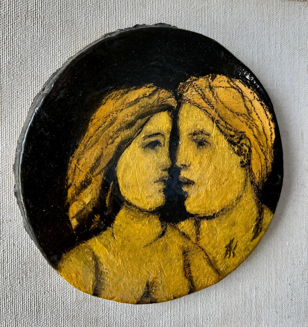 Glazed Ceramic Sculpture Plaque WPA Artist NYC Frank Kleinholz Couple of Lovers