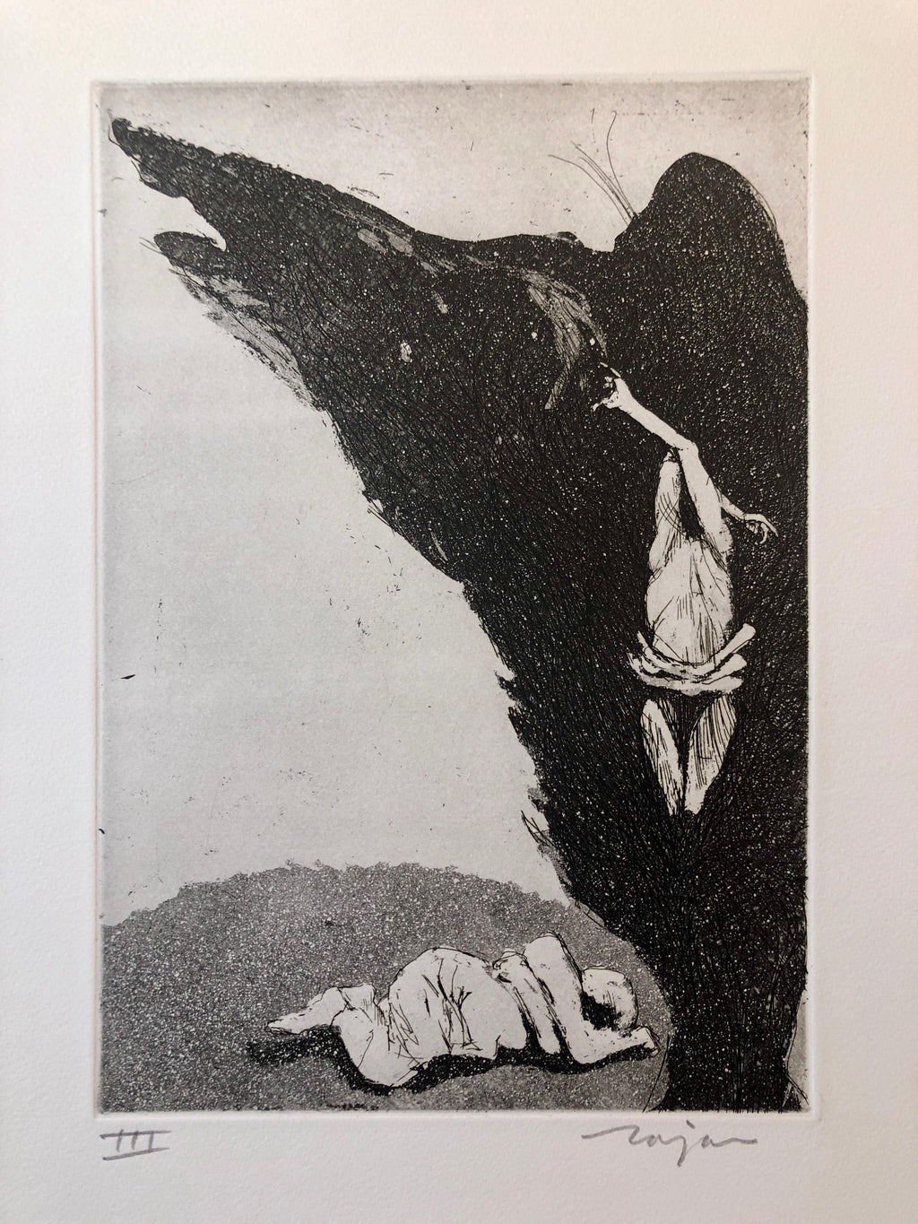 Woman in Agony or Ecstasy, Modernist Israeli Etching