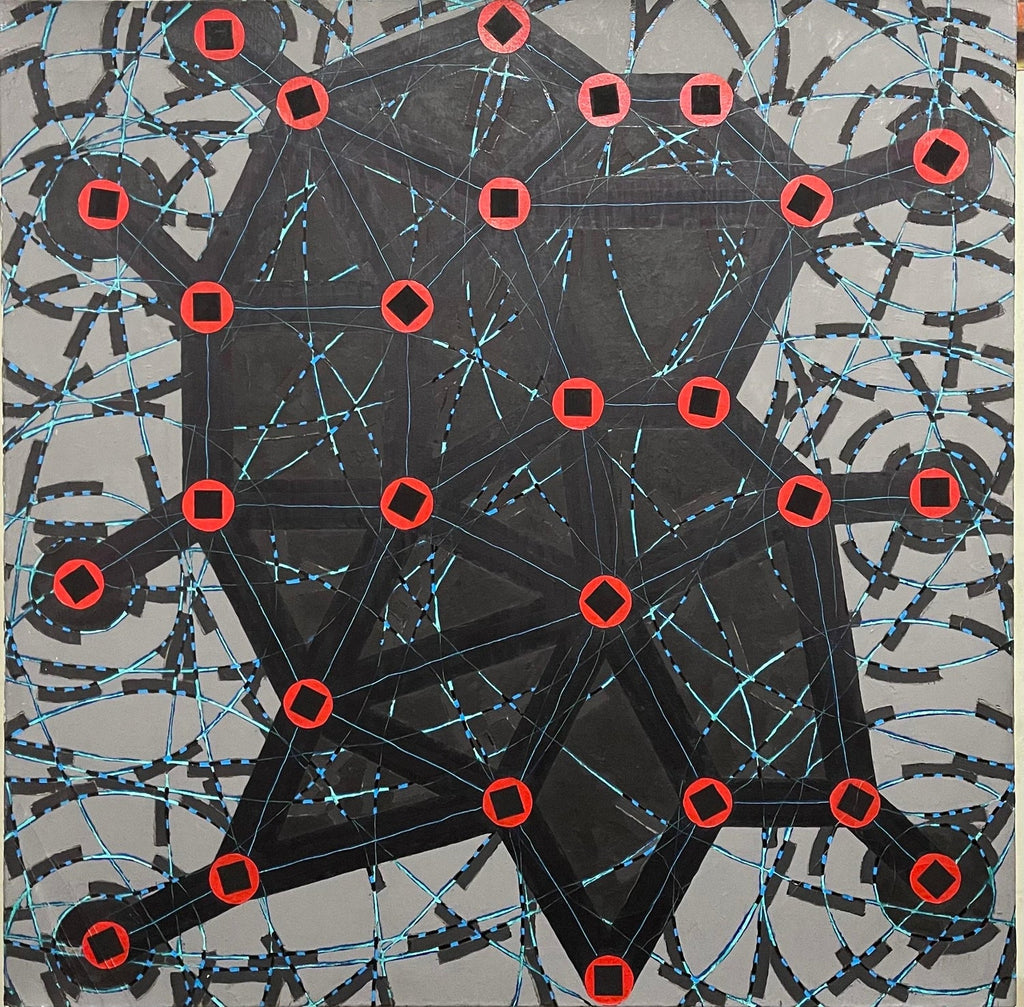 Stop Flats Night Stops Abstract Geometric Modernist Oil Painting W.C. Richardson