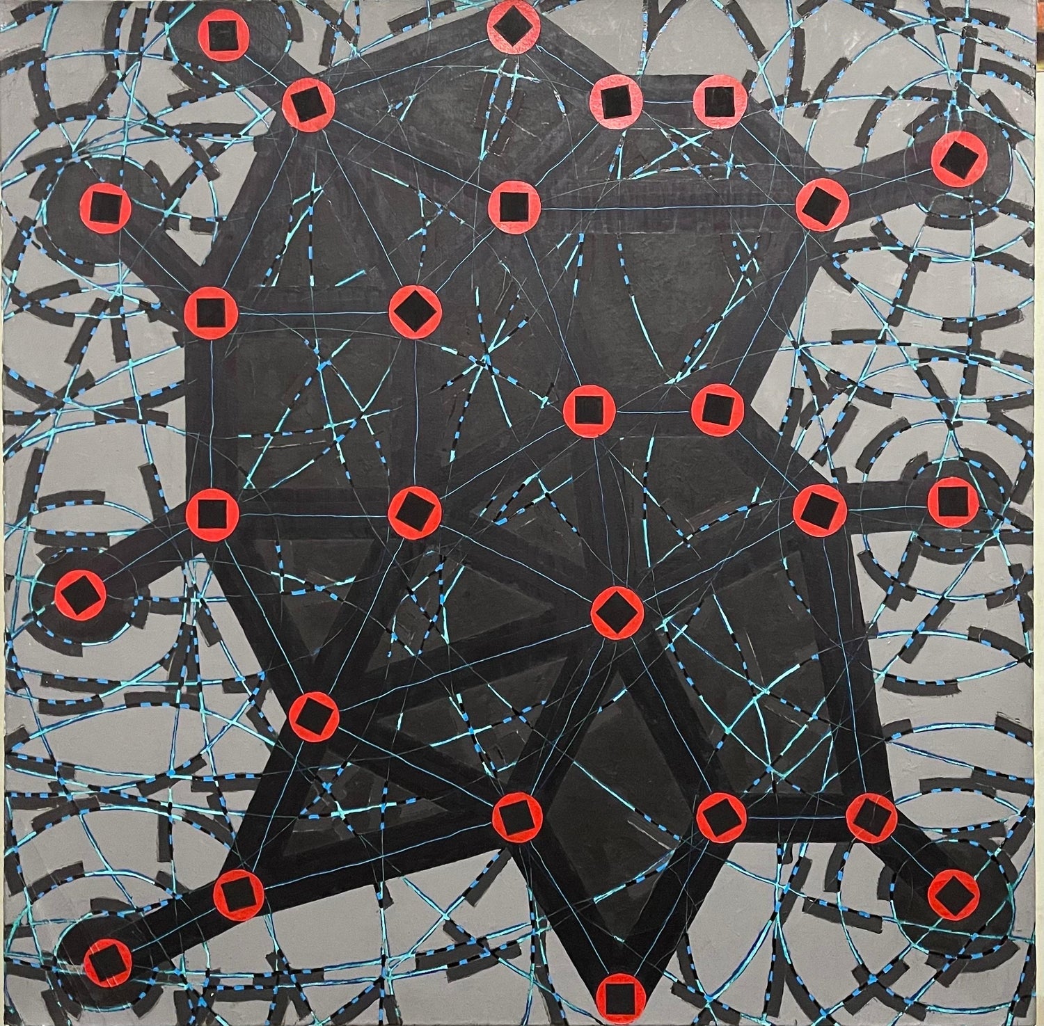 Stop Flats Night Stops Abstract Geometric Modernist Oil Painting W.C. Richardson