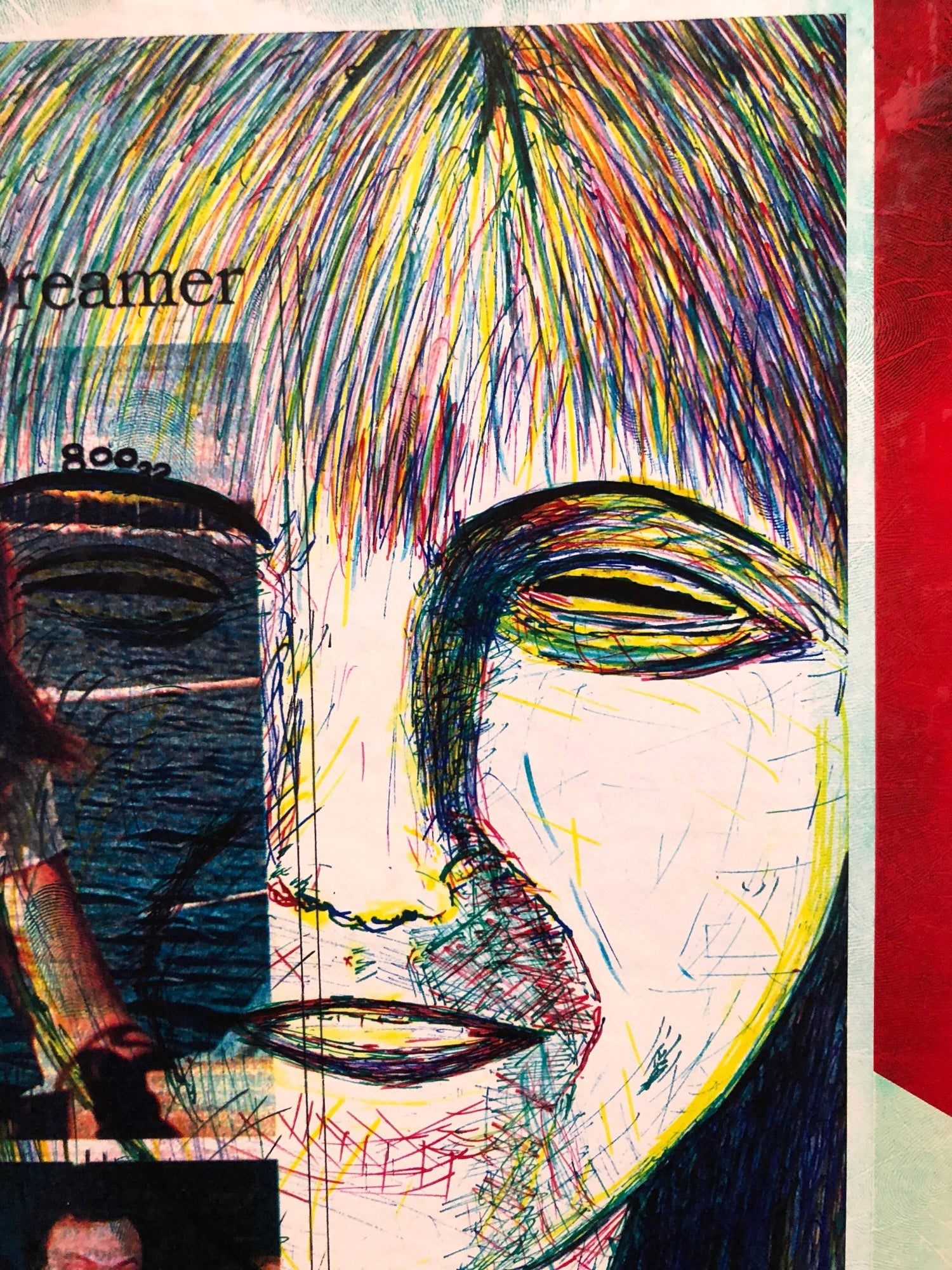 Mixed Media Outsider Art Original Photo Collage Drawing 2 Sided