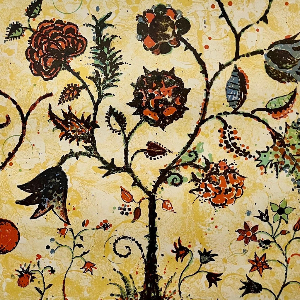 Modernist 1998 Flowering Tree Color Lithograph Dan Rizzie Mod Collage Artist