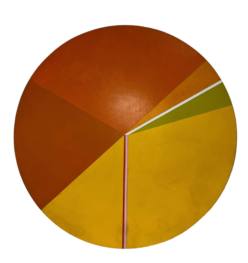 Israeli Round Tondo Hard Edged Geometric Abstract Color Painting Reuven Berman