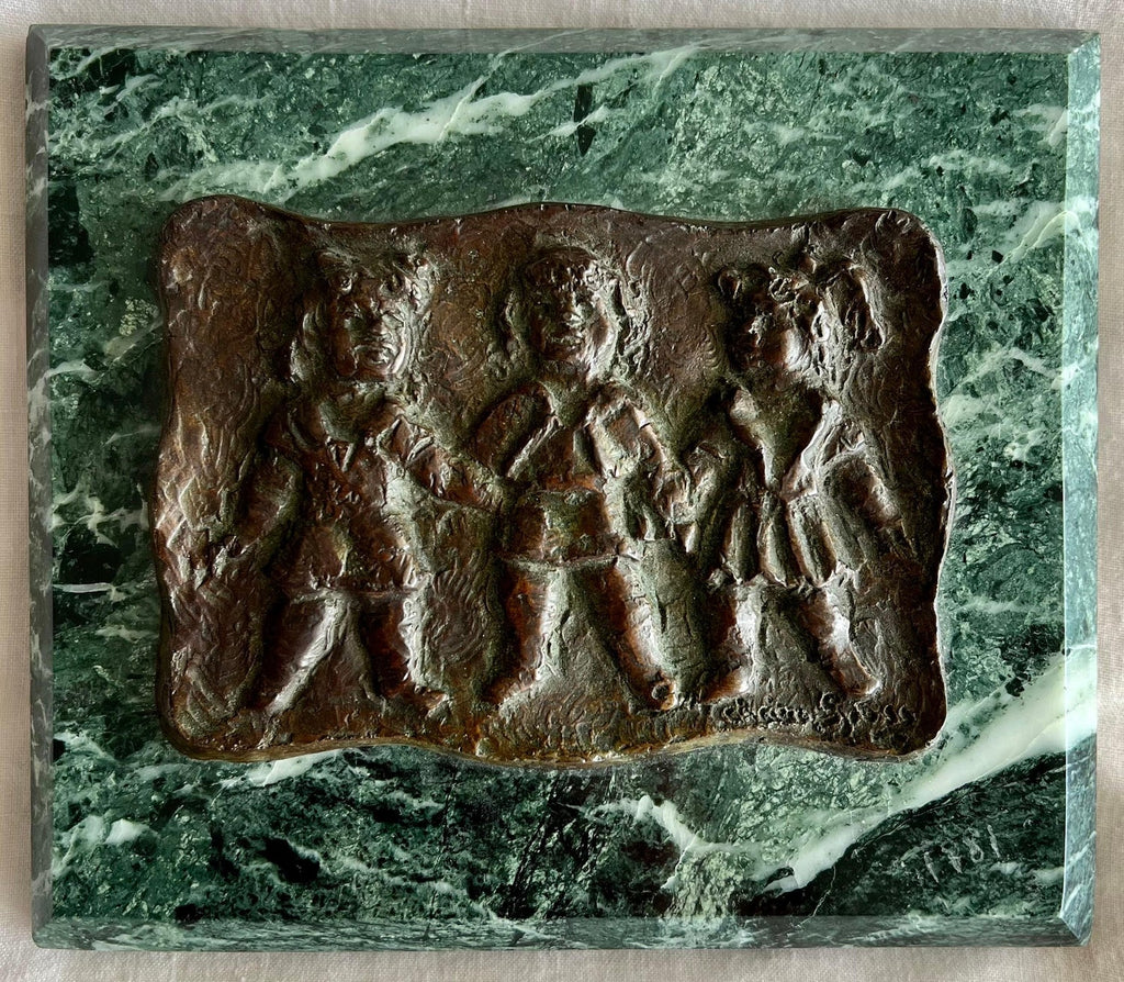 Three Girls Bronze Relief Sculpture Plaque Chaim Gross Modernist WPA Era Artist