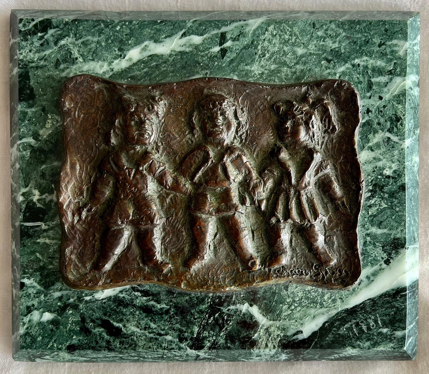 Three Girls Bronze Relief Sculpture Plaque Chaim Gross Modernist WPA Era Artist