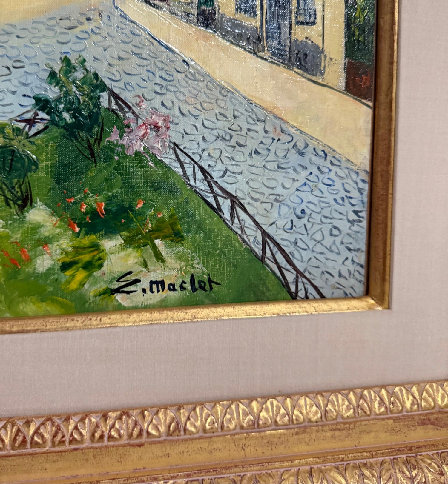 French Impressionist Oil Painting Elisee Maclet Paris Montmartre Street Scene