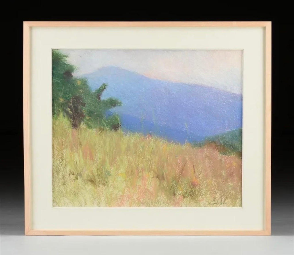 Large Pastel Landscape Purple Mountains Landscape American Modernist Painting