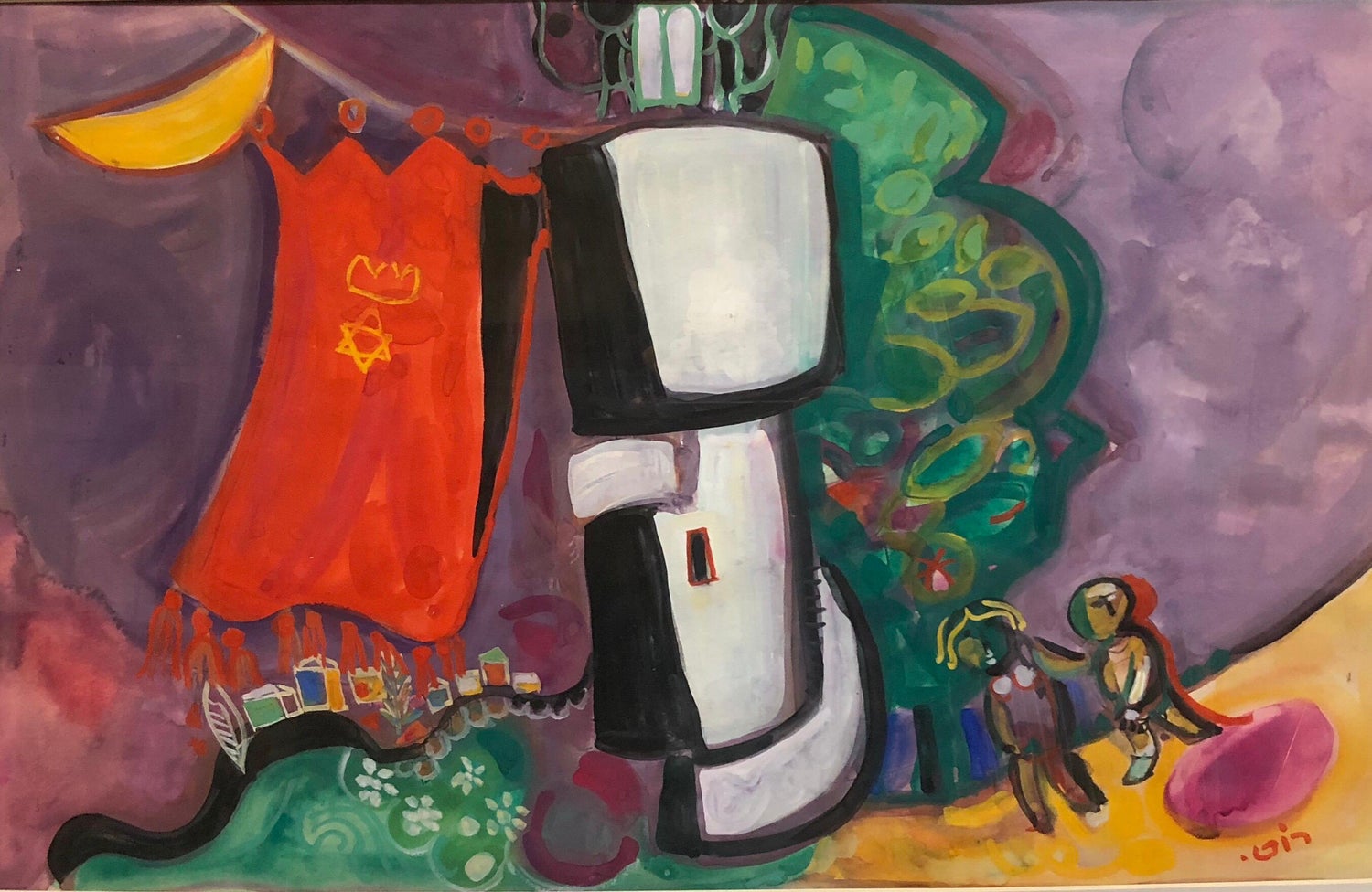 Modernist Orchestra Musical Gouache Painting Boston Expressionist