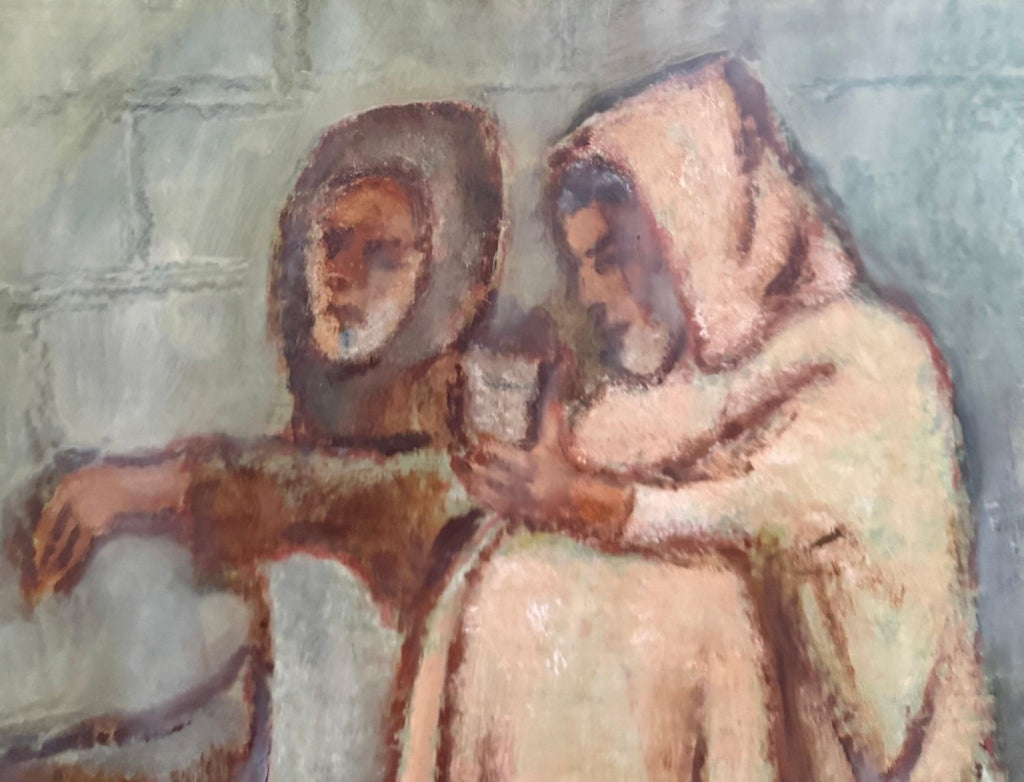 Middle Eastern Men Oil Painting Austrian Israeli Modernist Tel Aviv Museum